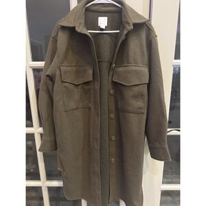 H&M Olive Trench Coat Shacket Jacket Duster Size XS